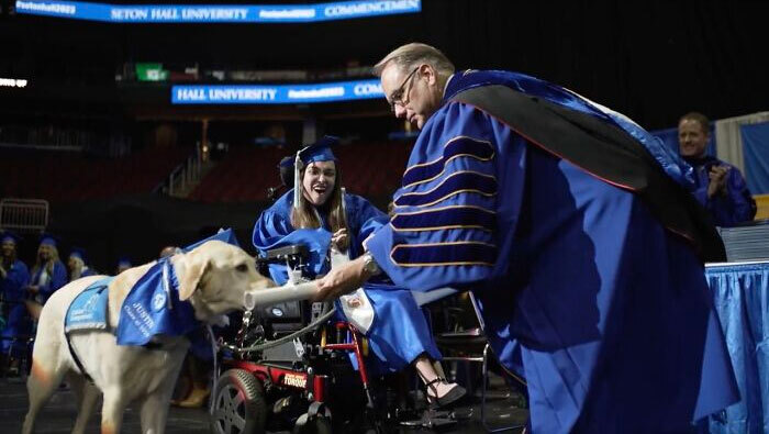 Video Showing A Service Dog Receiving A Diploma Alongside Owner With Disability Wins The Internet’s Hearts Video Showing A Service Dog Receiving A Diploma Alongside Owner With Disability Wins The Internet’s Hearts