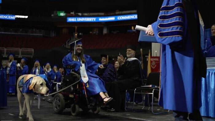 Video Showing A Service Dog Receiving A Diploma Alongside Owner With Disability Wins The Internet’s Hearts Video Showing A Service Dog Receiving A Diploma Alongside Owner With Disability Wins The Internet’s Hearts