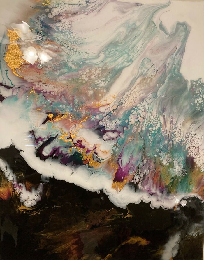 Beach/Cliff Acrylic Pour