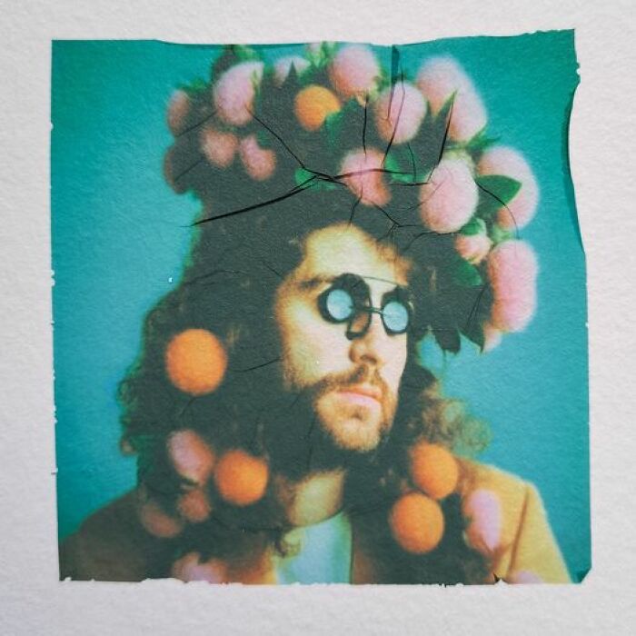 Man In Flowers #11 - Polaroid Lift Emulsion By Ava Bob