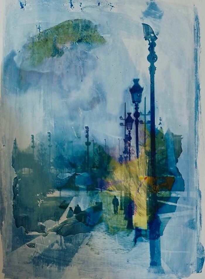 2011, Cyanotype Over Multiple Color Carbon Tissue