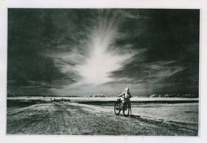 "Girl With A Bicycle" Oil Print (Rawlins) 27 X 40 Cm. Watercolor Paper 35 X 43 Cm