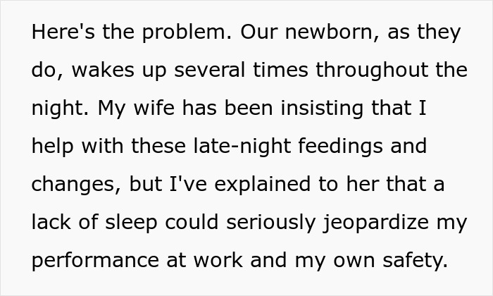 Dad Says His Sleep Is More Important Than Helping With The Baby At Night Because Of His Job, Asks For People's Perspectives Online