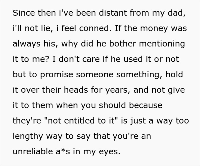 Dad Promises His Daughter College Fund, Ends Up Spending All The Money On His Wedding, Is Offended After Daughter Cuts Ties With Him Dad Promises His Daughter College Fund, Ends Up Spending All The Money On His Wedding, Is Offended After Daughter Cuts Ties With Him