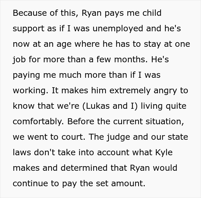 Woman's Ex Finds Out What Her New Husband Does For A Living, Demands Child Support Be Dropped