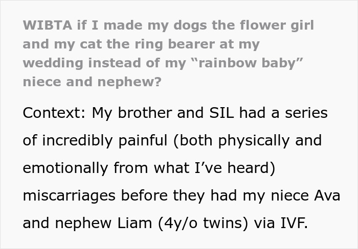 Couple Decide To Use Their Pets To Fill Out Roles In Their Wedding, SIL Is Angry They Didn't Include Her "Rainbow" Kids Instead