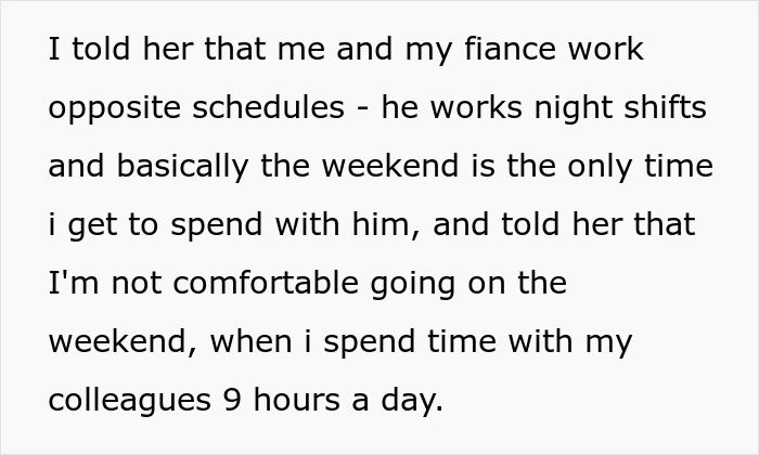 "This Isn't A Business Trip - It's A Vacation": Drama Ensues After Employee Refuses To Spend The Weekend With Her Coworkers "This Isn't A Business Trip - It's A Vacation": Drama Ensues After Employee Refuses To Spend The Weekend With Her Coworkers