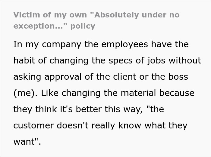 Boss Falls Victim To His Own &ldquo;Absolutely No Exception&rdquo; Rule