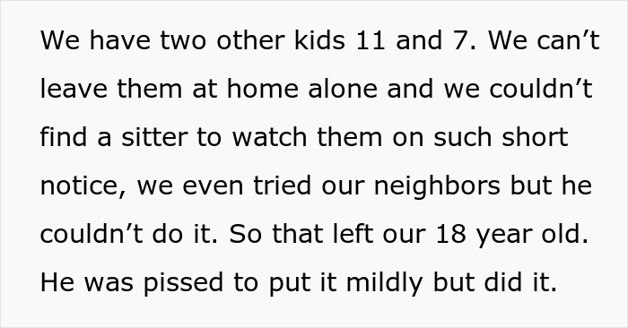Teen Calls Parents "Selfish" For Making Him Miss His Graduation Trip To Watch His Siblings During Family Emergency, Parent Asks For Advice