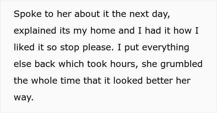 Woman Finally Buys Her Own Flat, But Her Mother Rearranges All The Furniture, So She Does The Same To Her House