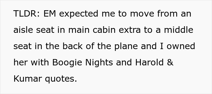 Guy Deals With Entitled Parent Using Movies Quotes When She Won't Stop Pestering Him About Switching Seats