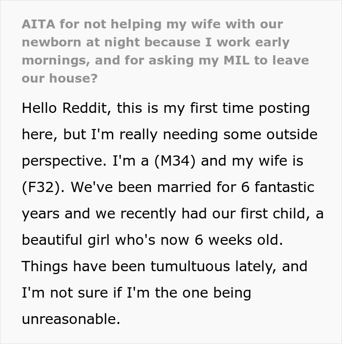 Dad Says His Sleep Is More Important Than Helping With The Baby At Night Because Of His Job, Asks For People's Perspectives Online