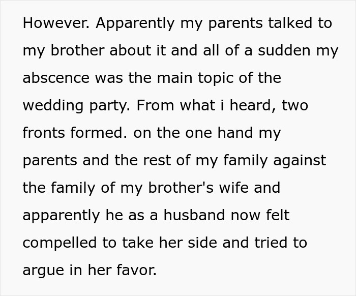 “Two Fronts Formed”: A Man’s Absence From A Wedding Causes Chaos, As The Reason He Didn’t Attend Splits The Family “Two Fronts Formed”: A Man’s Absence From A Wedding Causes Chaos, As The Reason He Didn’t Attend Splits The Family