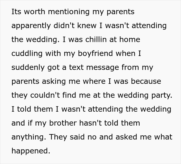 “Two Fronts Formed”: A Man’s Absence From A Wedding Causes Chaos, As The Reason He Didn’t Attend Splits The Family “Two Fronts Formed”: A Man’s Absence From A Wedding Causes Chaos, As The Reason He Didn’t Attend Splits The Family