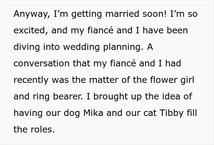 Couple Decide To Use Their Pets To Fill Out Roles In Their Wedding, SIL Is Angry They Didn't Include Her "Rainbow" Kids Instead