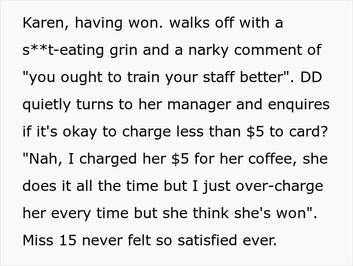 Angry Karen Demands A Manager At A Coffee Shop, Walks Out Satisfied, Not Realizing She's Been Played Angry Karen Demands A Manager At A Coffee Shop, Walks Out Satisfied, Not Realizing She's Been Played