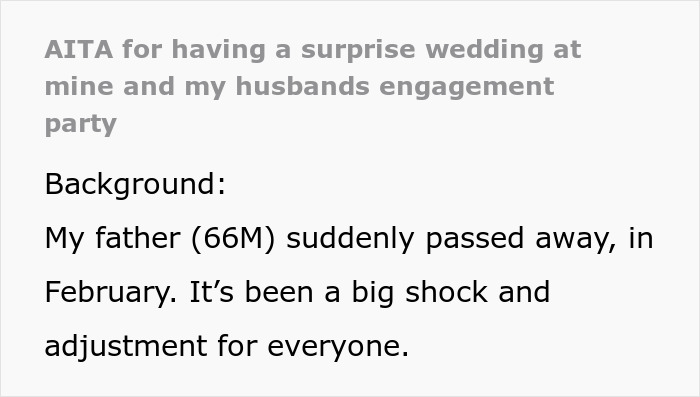 &ldquo;[Am I The Jerk] For Taking Away Everyone&rsquo;s Chance To Be Involved With The Wedding?&rdquo;