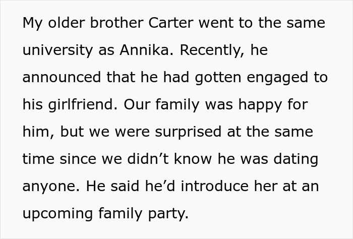 Brother Introducing His Fianc&eacute;e At A Family Event Takes A Turn When His Sister Recognizes Her High School Bully And Sheds Light On Her Past