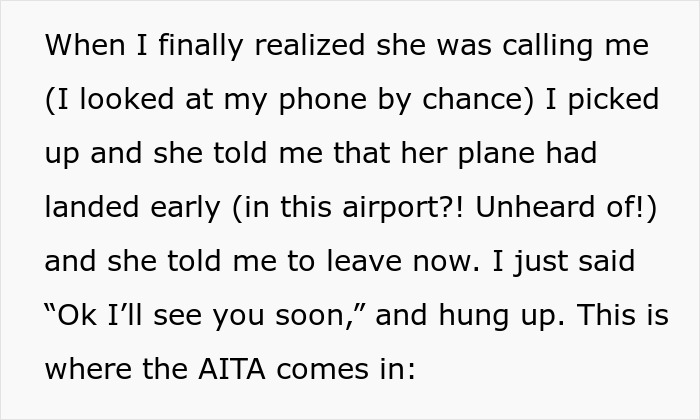 "Am I A Jerk For Picking My Wife Up From The Airport 10 Minutes Late?" "Am I A Jerk For Picking My Wife Up From The Airport 10 Minutes Late?"