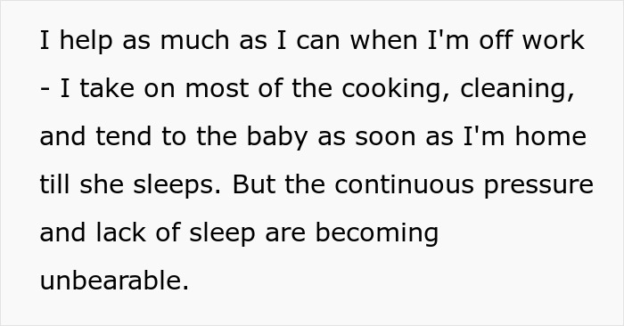 Dad Says His Sleep Is More Important Than Helping With The Baby At Night Because Of His Job, Asks For People's Perspectives Online
