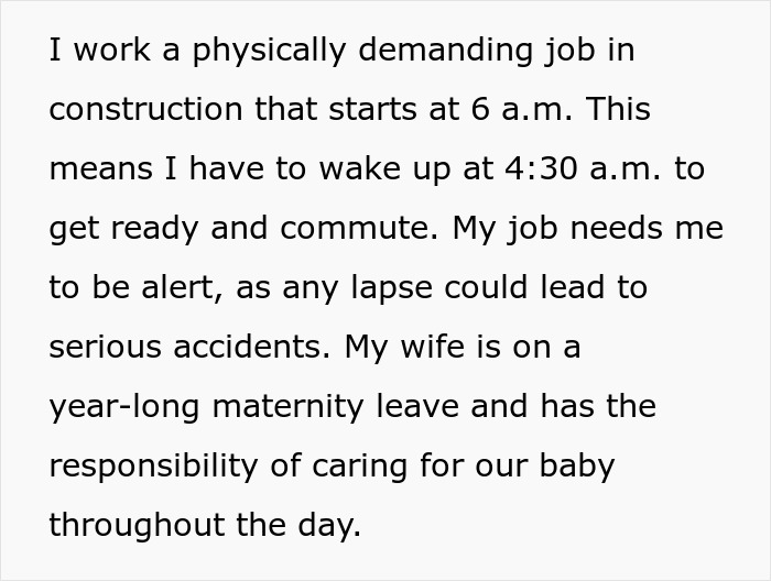 Dad Says His Sleep Is More Important Than Helping With The Baby At Night Because Of His Job, Asks For People's Perspectives Online