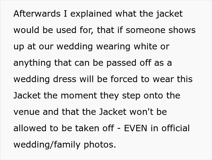 Bride Comes Up With A Brilliant Punishment For Anyone Who Shows Up In White To The Wedding After Seeing What MIL Plans On Wearing Bride Comes Up With A Brilliant Punishment For Anyone Who Shows Up In White To The Wedding After Seeing What MIL Plans On Wearing