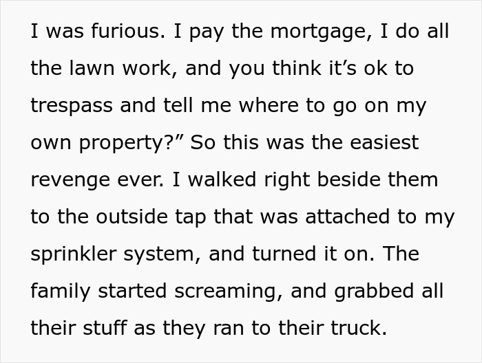 Woman Gets Her Sweet Revenge After Random Family Decided To Have A Picnic On Her Front Lawn And Refused To Leave Woman Gets Her Sweet Revenge After Random Family Decided To Have A Picnic On Her Front Lawn And Refused To Leave