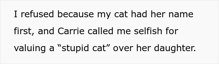 Woman Doesn't Want To Change Her Cat's Name Because Pregnant Cousin Wants To Use It For Her Baby, Wonders If She's Just Being Stubborn