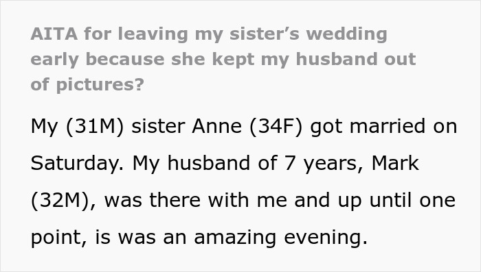 Bride Doesn't Want Brother's Husband "Ruining The Aesthetic" In Wedding Photos, Is Surprised When They Leave The Party Bride Doesn't Want Brother's Husband "Ruining The Aesthetic" In Wedding Photos, Is Surprised When They Leave The Party