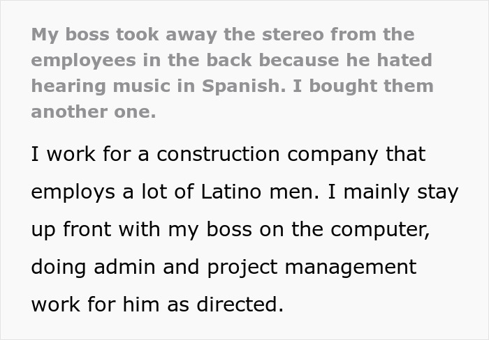 &lsquo;Bosszilla&rsquo; Takes Away Stereo From Construction Workers Because He Hates Hearing Spanish Music, Coworker Comes To The Rescue