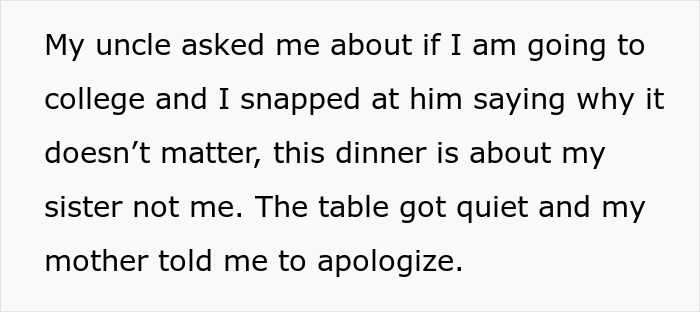 Teen Loses It At Graduation Dinner With Family When The Table Talk Revolves Only Around Her Sister Teen Loses It At Graduation Dinner With Family When The Table Talk Revolves Only Around Her Sister
