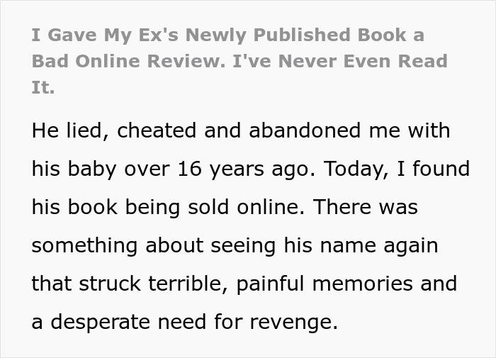"So Mean And Innocent At The Same Time": People React To Woman's Petty Revenge On Cheating Ex After Finding His New Book Online "So Mean And Innocent At The Same Time": People React To Woman's Petty Revenge On Cheating Ex After Finding His New Book Online