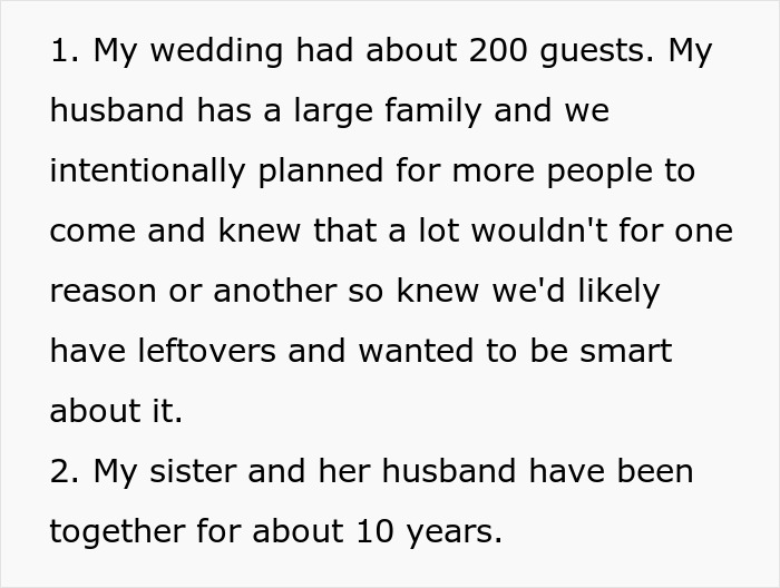 Woman Tells Her Sister's Wedding Guests Not To Touch The Food Because It's Leftovers From Her Wedding 8 Months Ago