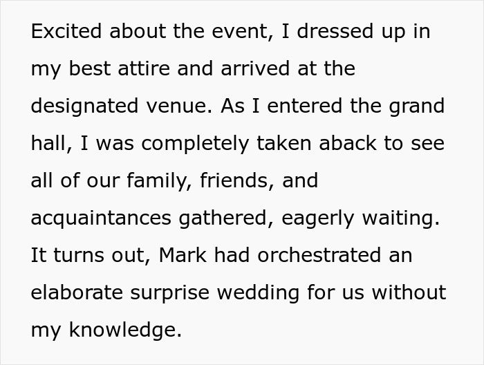Boyfriend Invites Woman To A Fancy Party, She Realizes It's Actually A Surprise Wedding For Her And Leaves