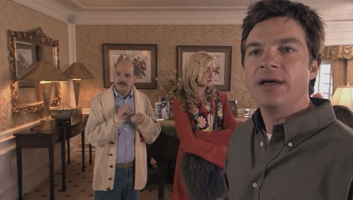 Michael Maeby and Tobias looking from Arrested Development pilot