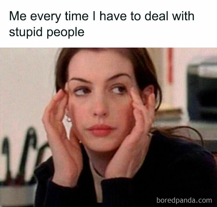 Woman rolling her eyes, expressing frustration with funny memes and jokes.