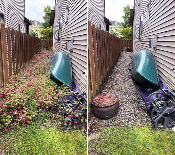 The Before And After Pictures Of The Side Of My House