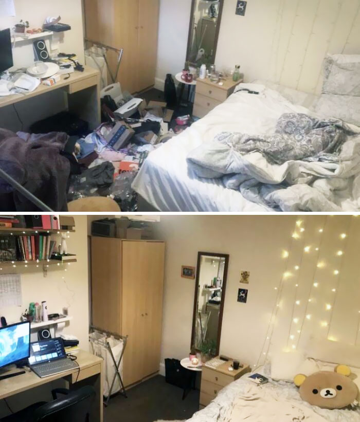 Before And After Of Deep Cleaning My Room After My Depression Slump