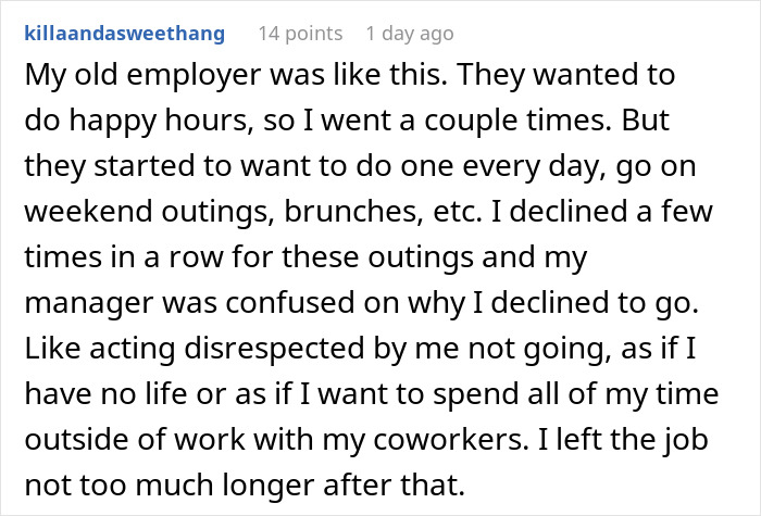 "This Isn't A Business Trip - It's A Vacation": Drama Ensues After Employee Refuses To Spend The Weekend With Her Coworkers "This Isn't A Business Trip - It's A Vacation": Drama Ensues After Employee Refuses To Spend The Weekend With Her Coworkers