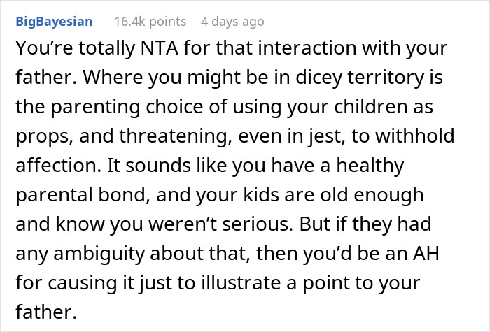 Dad Uses His Kids As Props To Make A Point To His Father That He Was Always Emotionally Distant, Upsetting Everyone