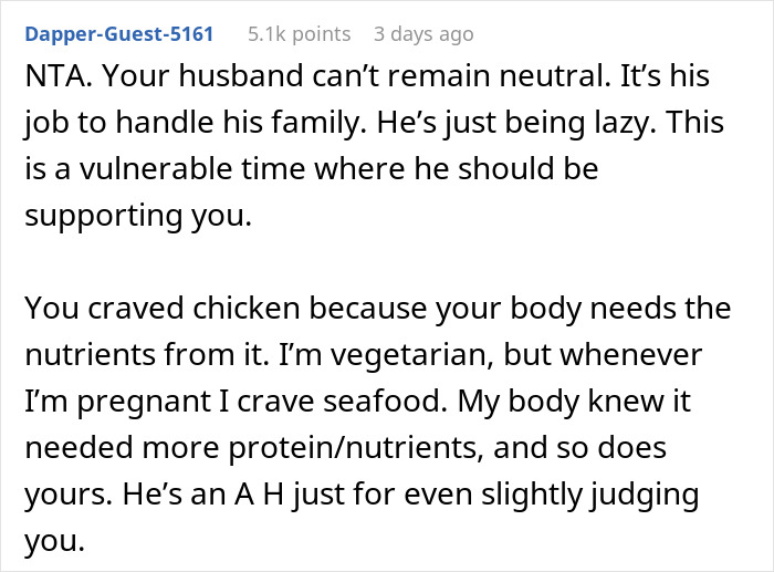 Pregnant Woman Feels Guilty For Ordering Chicken Wings And Upsetting Her Vegetarian MIL, Asks For Advice Online Pregnant Woman Feels Guilty For Ordering Chicken Wings And Upsetting Her Vegetarian MIL, Asks For Advice Online