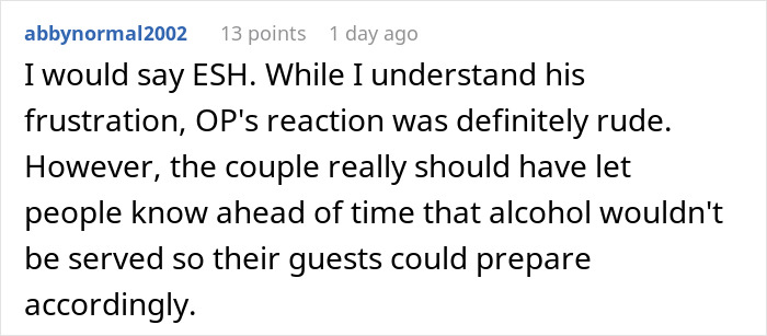"Am I The Jerk For Being Pissed There Was No Alcohol At A Wedding?"