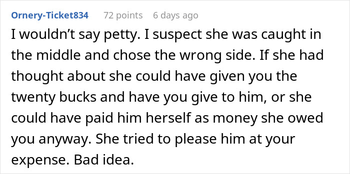 Woman Loses A Free Ride To Work After 14 Months By Asking Coworker To Pay For Their Lift Instead Of Returning The Favor