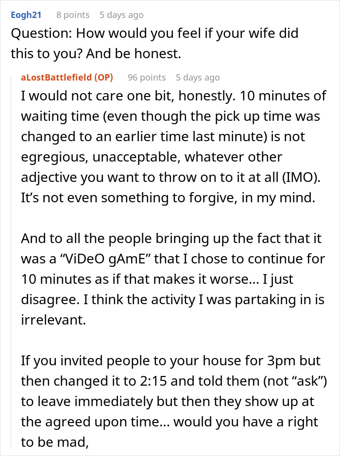"Am I A Jerk For Picking My Wife Up From The Airport 10 Minutes Late?" "Am I A Jerk For Picking My Wife Up From The Airport 10 Minutes Late?"