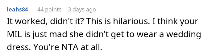 Bride Comes Up With A Brilliant Punishment For Anyone Who Shows Up In White To The Wedding After Seeing What MIL Plans On Wearing Bride Comes Up With A Brilliant Punishment For Anyone Who Shows Up In White To The Wedding After Seeing What MIL Plans On Wearing