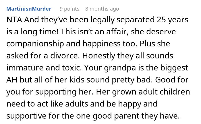 Guy Tells His Entire Family To "Grow Up" After They Got Mad At His 65 Y.O. Grandma For Having A Boyfriend And "Cheating" On Their Dad