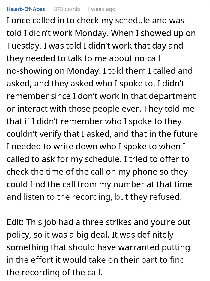Employee Gets Their Schedule Done By Manager Who &ldquo;Hates&rdquo; Them, Wakes Up On Their Day Off To A Voicemail Asking Why They Aren&rsquo;t At Work
