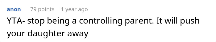 Comment criticizing a mom's ultimatum about her daughter's tattoo choice, warning it may damage their relationship. Comment criticizing a mom's ultimatum about her daughter's tattoo choice, warning it may damage their relationship.