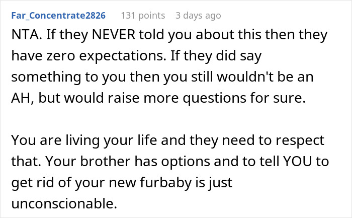 "They Said I Needed To Get Rid Of Bradley": Parents Freak Out After Their Adult Child Gets A Dog, Because Their Younger Son Is Allergic
