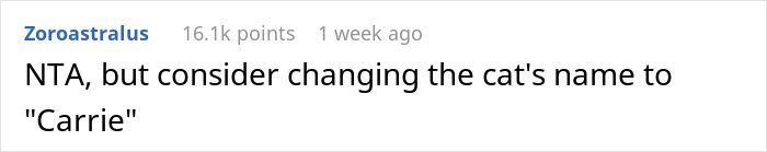 Woman Doesn't Want To Change Her Cat's Name Because Pregnant Cousin Wants To Use It For Her Baby, Wonders If She's Just Being Stubborn